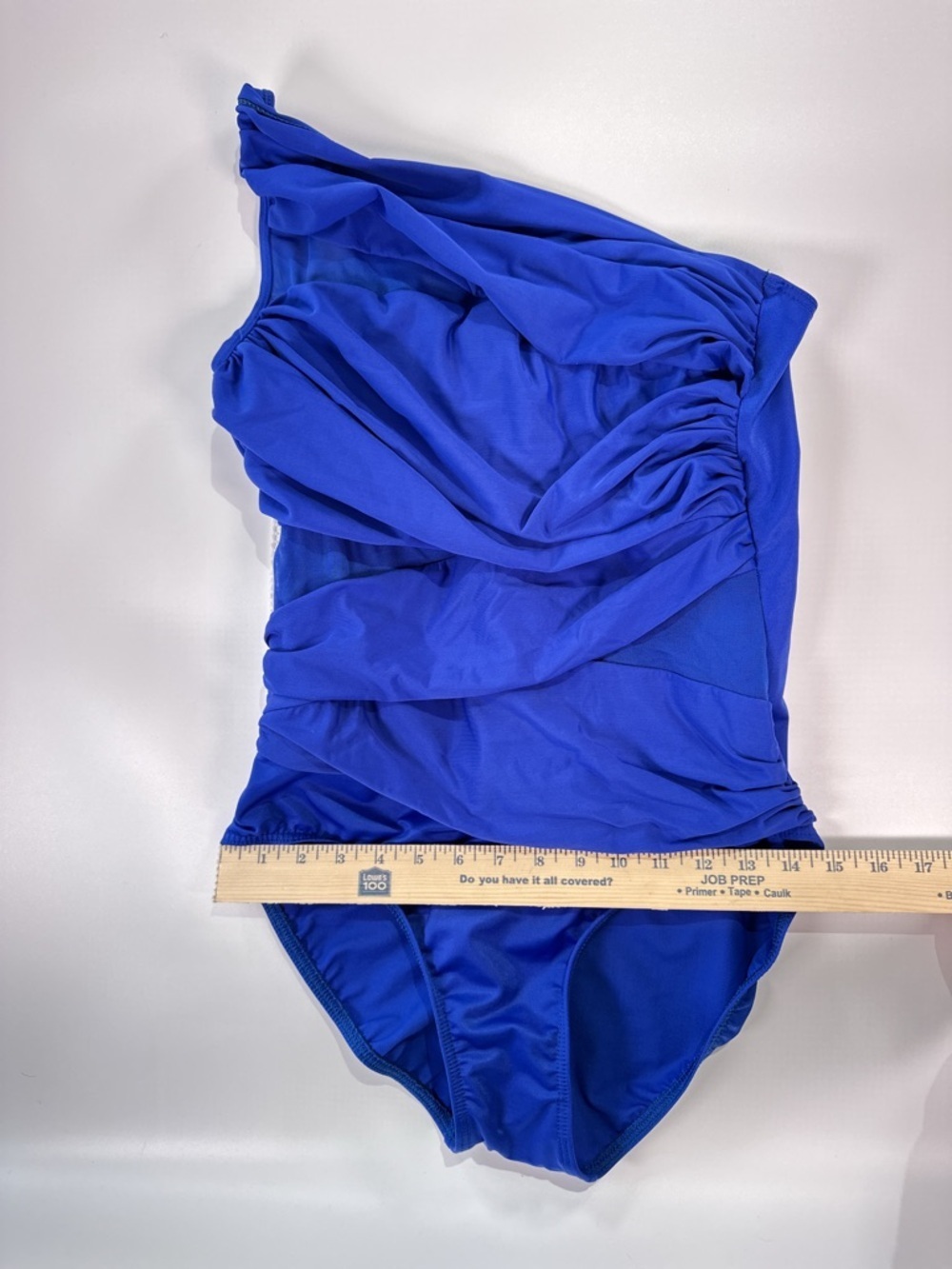 Miraclesuit Womens One Shoulder Swimsuit Blue Ruched Slimming Medium - Picture 11 of 12